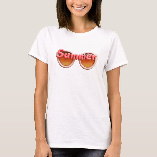 Summer Sunglasses Typography Design T-Shirt (Front)