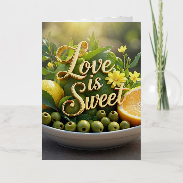 Summer sunny Lemons, olives, citrus slices  Foil Greeting Card (Front)