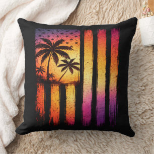Summer Sunset American Vintage 4th Of July Throw Pillow