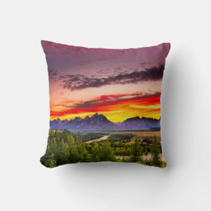 Summer Sunset at Snake River Overlook Throw Pillow