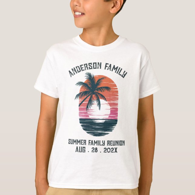 Summer Sunset Beach Palm Tree Family Reunio T-Shir T-Shirt (Front)