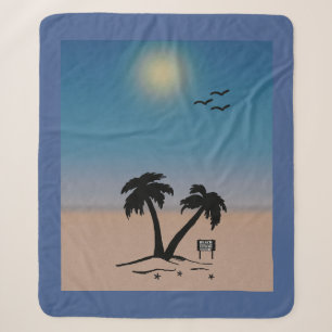 Summer Sunset Beach Sign Fleece Blanket