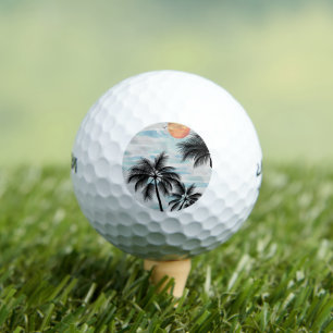 Summer Sunset Palm Tree  Golf Balls