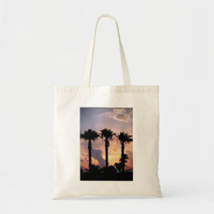 Summer Sunset Palm Tree Shopping Beach Tote Bag