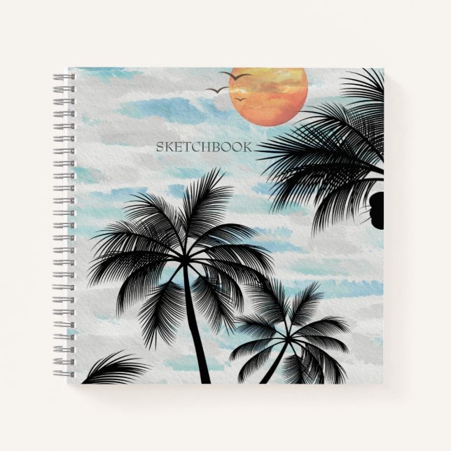 Summer Sunset Palm Tree Sketchbook Notebook (Front)