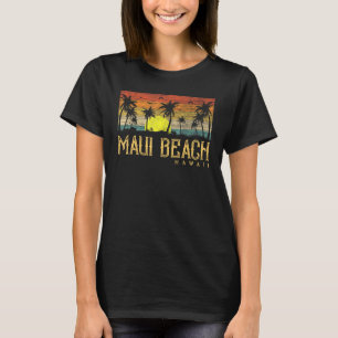 Summer Sunset Palm Tree Vintage Hawaii Maui Beach T-Shirt