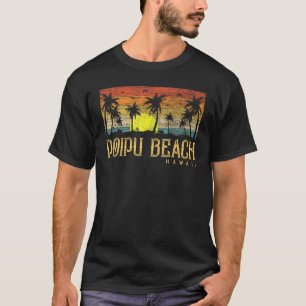 Summer Sunset Palm Tree Vintage Hawaii Poipu Beach T-Shirt
