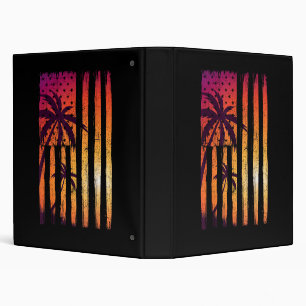 Summer Sunset Palm Trees American Flag Cool Spring Binder