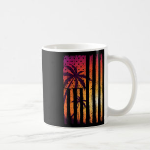 Summer Sunset Palm Trees American Flag Cool Spring Coffee Mug