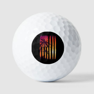Summer Sunset Palm Trees American Flag Cool Spring Golf Balls