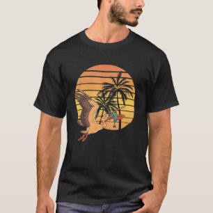 Summer Sunset Pelican Bird Animal Fish Catch Tropi T-Shirt