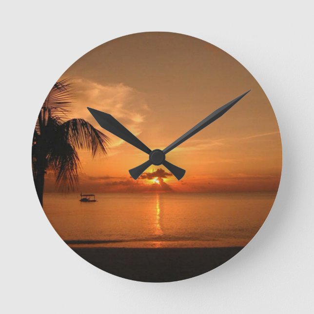 Summer Sunset Round Clock (Front)