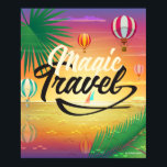 Summer Sunset Sky, Sea beach Magic Travel ART Poster<br><div class="desc">Summer Sunset Sky, Sea Beach - Magic Travel, Air Balloons, Palm Trees. Painting RETRO POP ART, Contemporary ART by Sofiartmedia, artist Sofia Polonsky. Travel Trendy Design, Tropical, Road trip, Bon Voyage, Adventure in Nature concept, Landscape, Beautiful Painting Art, Blue Pink, exotic landscape, California, hawaii, mexico, campgrounds, Traveling, Voyage, Outdoor. Art...</div>