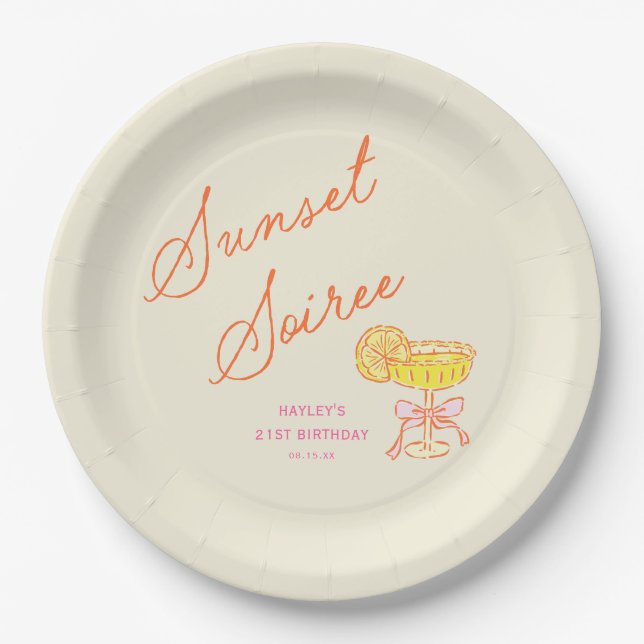 Summer Sunset Soiree Party Paper Plate (Front)