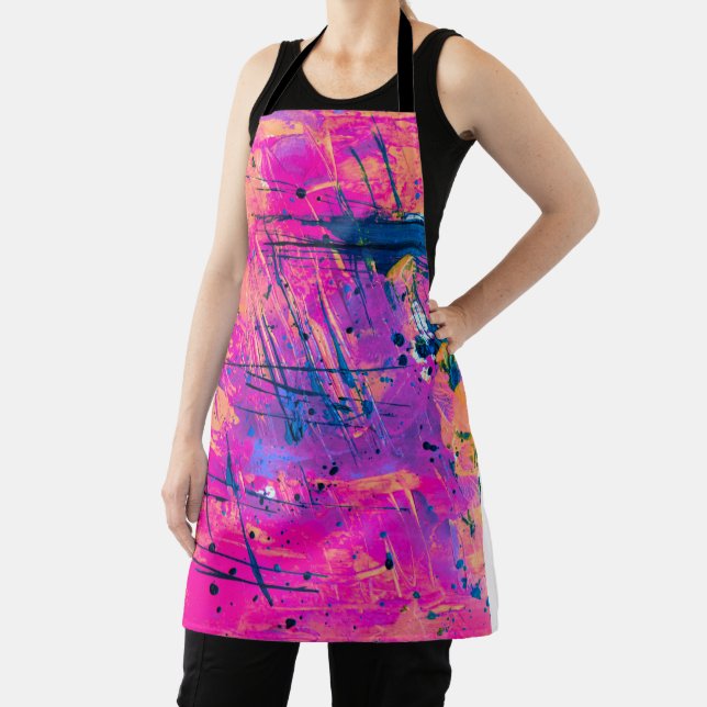 Summer Sunset Splatter Paint Abstract Apron (Insitu)