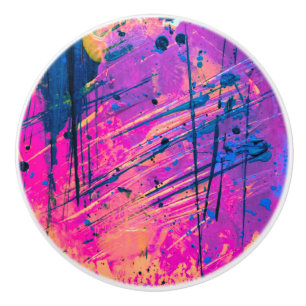 Summer Sunset Splatter Paint Abstract Ceramic Knob
