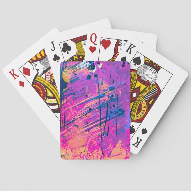 Summer Sunset Splatter Paint Abstract Playing Cards (Back)
