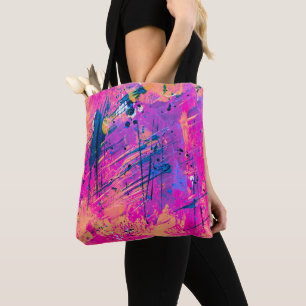 Summer Sunset Splatter Paint Abstract Tote Bag