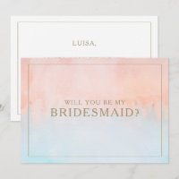 Summer Sunset Watercolor Bridesmaid Proposal Card