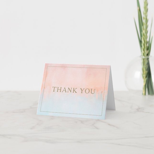 Summer Sunset Watercolor Thank You Card (Front)