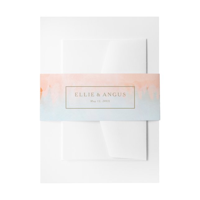 Summer Sunset Watercolor Wedding  Invitation Belly Band (Front Example)