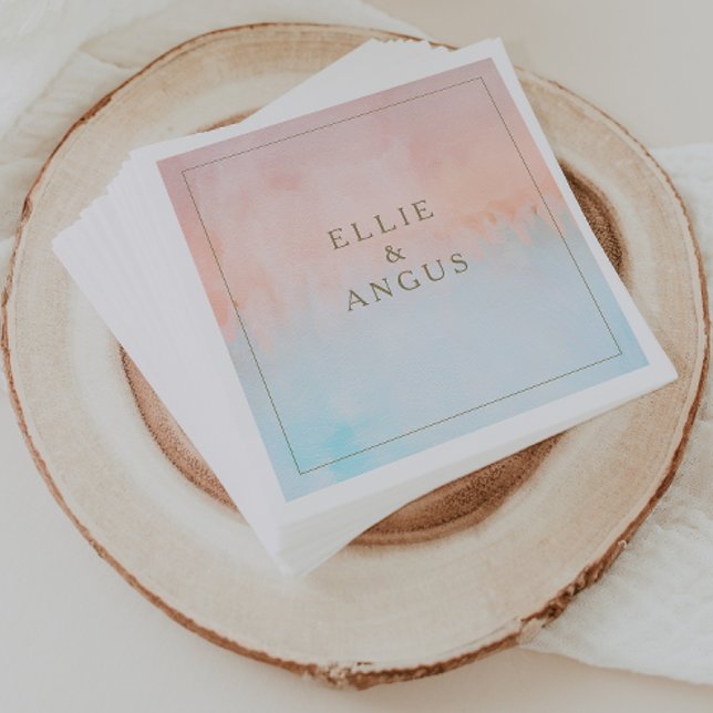 Summer Sunset Watercolor Wedding Napkins (Creator Uploaded)