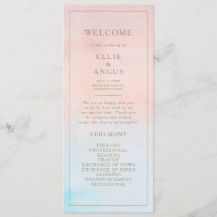 Summer Sunset Watercolor Wedding Program