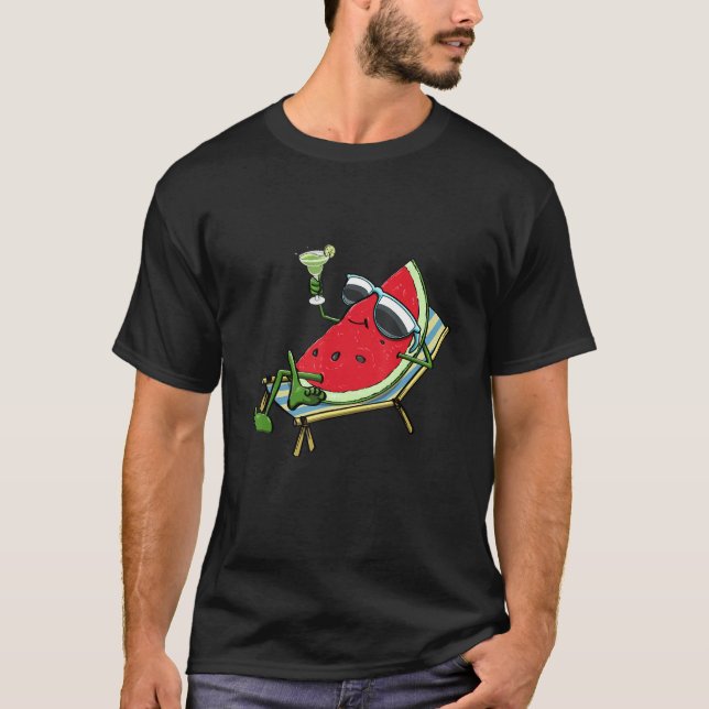 Summer Sunset Watermelon Funny Women Water Fruit L T-Shirt (Front)