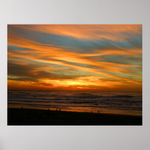 Summer Sunset With Beautiful Orange Clouds Poster