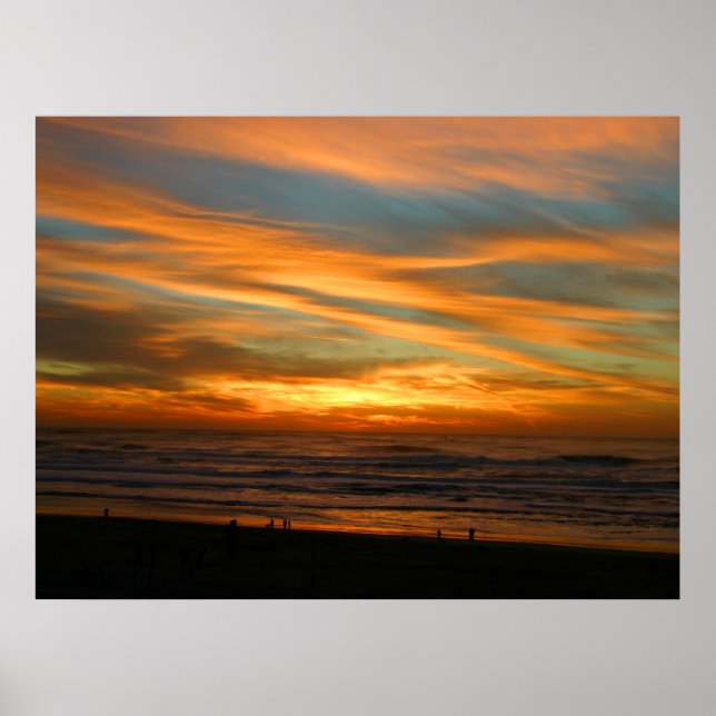 Summer Sunset With Beautiful Orange Clouds Poster (Front)