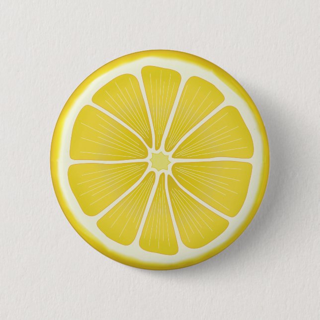 Summer Sunshine Lemon Yellow Citrus Charm 2 Inch Round Button (Front)
