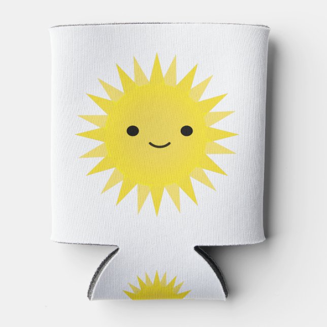Summer Sunshine Smiling Cartoon Sun Can Cooler (Front)