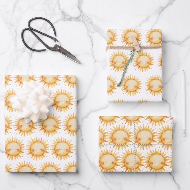 Summer Sunshine Sun Wrapping Paper Sheet (Front)