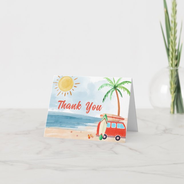 Summer Surf Beach Baby On Board Baby Shower  Thank You Card (Front)
