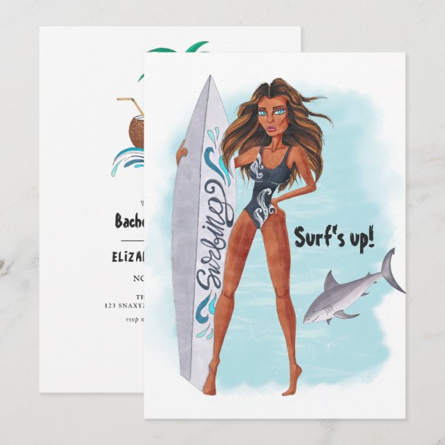 Summer Surf Beach Bachelorette Party Invitation (Front/Back)
