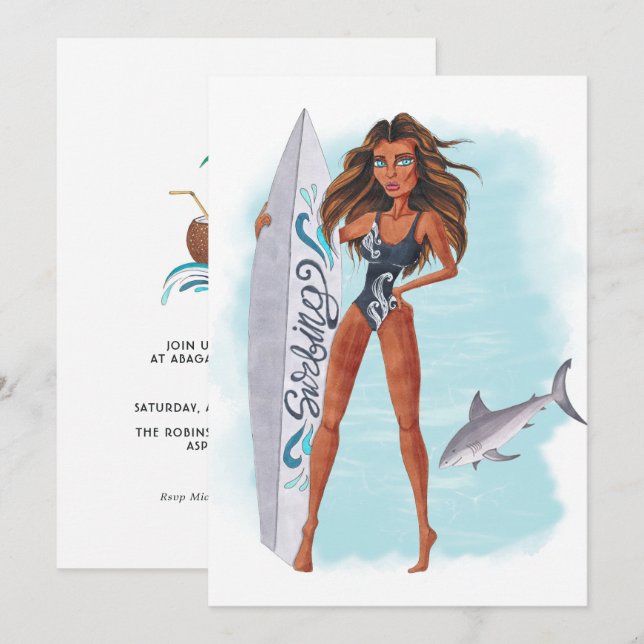 Summer Surf Beach Vacation Birthday Party Invitati Invitation (Front/Back)