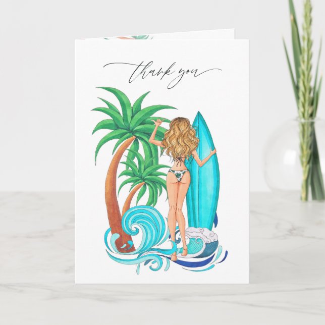 Summer Surf Beach Vacation Thank You Card (Front)