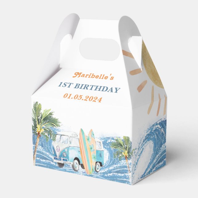 Summer Surf Birthday Party  Favor Box (Front Side)