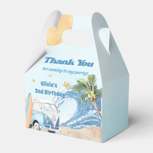 Summer Surf Birthday Party  Favor Box (Front Side)