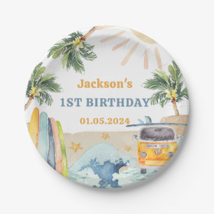 Summer Surf Birthday Party Favor Tags Paper Plate