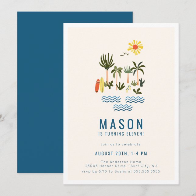 Summer Surf Birthday Party Invitation (Front/Back)