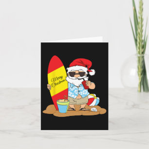 Summer Surf Board Beach Santa Hawaiian Christmas I Card