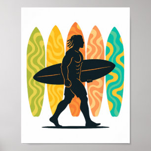Summer Surfboarder Wave Surfing Surfboard Beach Su Poster
