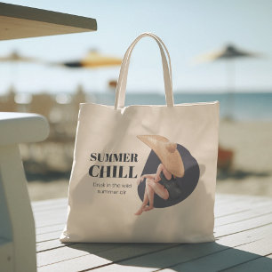 Summer Surfer Beach Girl Large Tote Bag