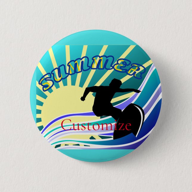 Summer Surfing Fun Thunder_Cove 2 Inch Round Button (Front)