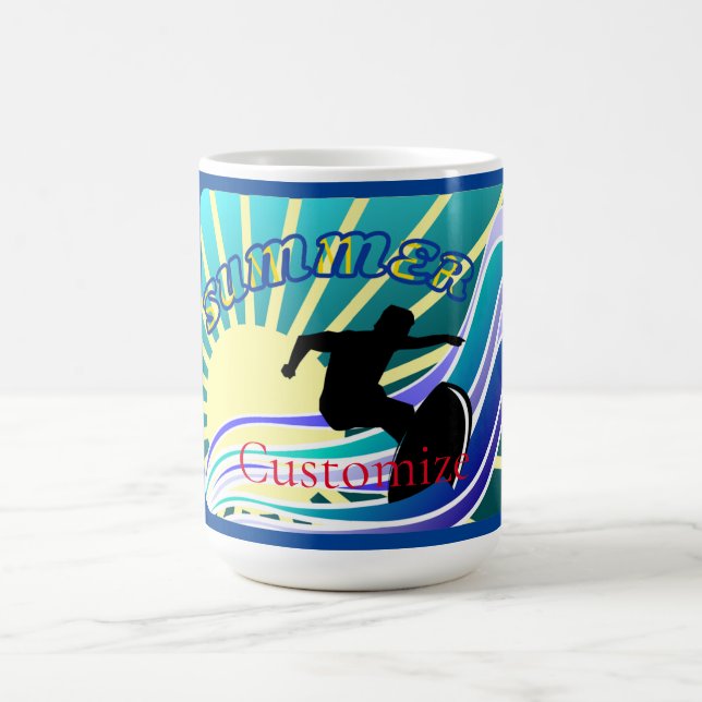 Summer Surfing Fun Thunder_Cove Coffee Mug (Center)