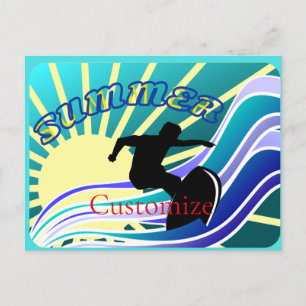 Summer Surfing Fun Thunder_Cove Holiday Postcard
