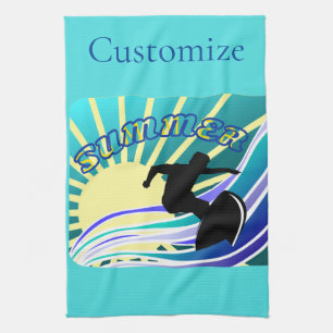 Summer Surfing Fun Thunder_Cove Kitchen Towel