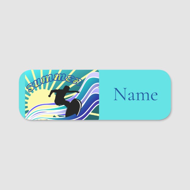 Summer Surfing Fun Thunder_Cove Name Tag (Front)