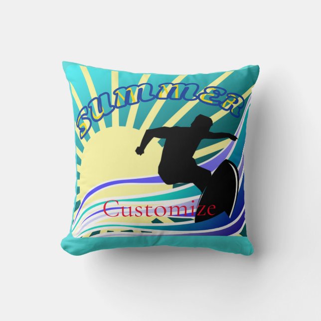 Summer Surfing Fun Thunder_Cove Throw Pillow (Front)